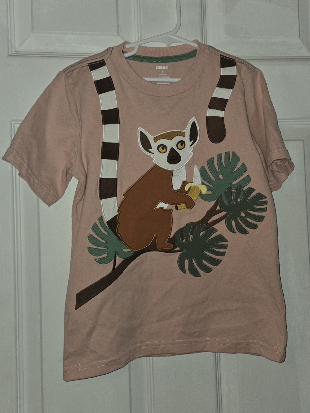 Gymboree Boys Short Sleeve Embroidered Lemur Top SZ 7